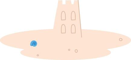 Sandcastle with Seashell vector