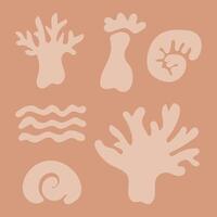 Abstract Coral and Seashell Groovy Sticker vector