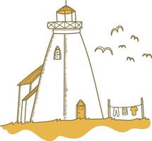 Rustic Lighthouse with Birds vector