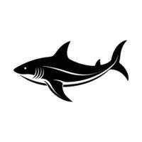 Shadowed Majesty An elegant, monochrome illustration of a shark glides through the deep. The artwork portrays the shark's streamlined form, capturing its majestic essence. vector