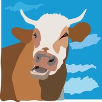 Friendly Cow Portrait Graphic vector