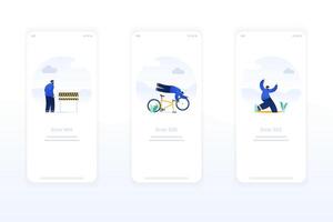Fun UI error screens for missing pages, server fails, and empty data flat and modern. vector
