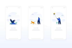Visual toolkit for error states 404, 500, 502 designed with clean, modern flat aesthetics. vector