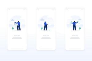 Minimalist illustrations for common error pages and exceptions in clean UI UX style. vector