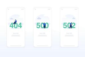 Flat UI UX illustrations for handling broken links, failed servers, and blank states. vector