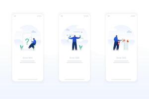 Modern flat style illustrations for 404, 500, 502 errors and empty state ideal for sleek UI UX designs. vector