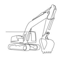One line drawing of an excavator machine. for building projects, industrial content, construction-themed graphics, engineering visuals, or educational materials related to heavy machinery. vector