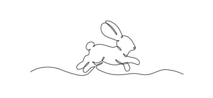 Rabbit continuous one line drawing on a white isolated background vector