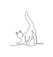 Cat continuous one line drawing in isolated white background vector