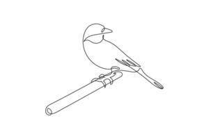 Bird in continuous line art drawing style. Minimalist black linear sketch isolated on white background. vector