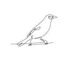 bird in continuous line art drawing style. Animal minimalist black linear sketch isolated on white background. vector