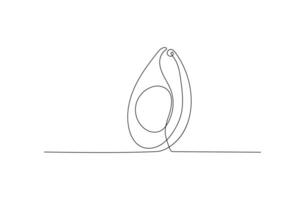 Avocado in continuous line art drawing style. Minimalist black linear sketch isolated on white background. vector