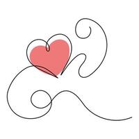 Trendy Heart Continuous line art drawing illustration. Abstract love symbol drawing in isolated white background. vector