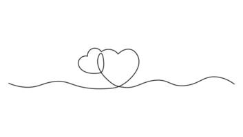 Two Heart Continuous line art drawing on isolated white background vector