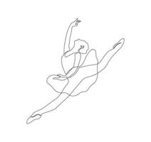 Beautiful ballet dancer in continuous line drawing style. Sketch illustration of female dancer in minimalist black linear isolated on white background. vector