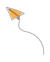 Continuous Single Line Drawing of Paper Plane Isolated on White Background vector