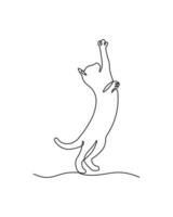 Adorable cat continuous line drawing. Minimalist black line animal illustration isolated on white background. vector