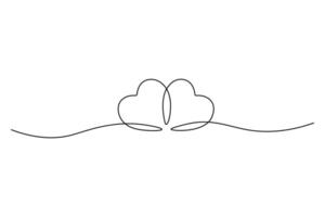 Heart sketch in one continuous line art drawing illustration. Abstract love symbol drawing in isolated white background. vector