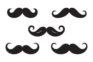 Set of mustache silhouettes on white background. vector