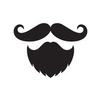 Mustache and beard silhouette on white background. vector