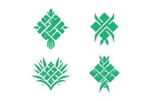 Set of ketupat icons on white background. vector