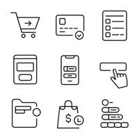 Simple Line Icons for Checkout and Payment Flow vector