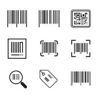 Scanning Icons Set with Barcode and QR Codes vector