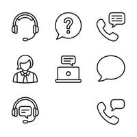 Customer Service Icons for Chat, Call, and Help vector