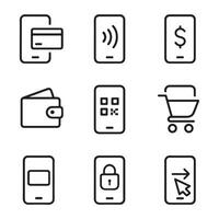 Payment App and Mobile Wallet Icons vector