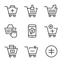Shopping Cart Icons for Add, Remove, and Checkout vector