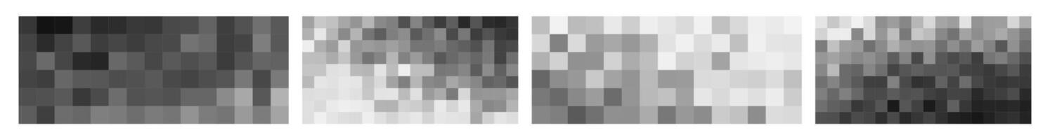 Vertical glitch pixel noise variations. Four grayscale stripes simulating signal compression, error artifacts or tech distortion textures. Abstract digital pattern. illustration. vector