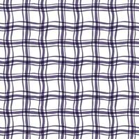 Seamless wavy square grid pattern with navy blue lines on white background. Abstract geometric design ideal for fabric, wrapping, or modern backgrounds vector