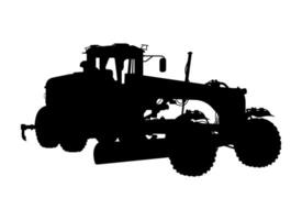 Silhouette of Grader Machine on white background vector