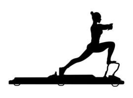 Pilates exercise silhouette using equipment. illustration vector