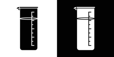Black and White Icon of a Laboratory Beaker with Measurements vector