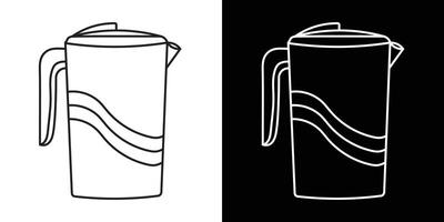 Minimalistic Outline Design Featuring Water Pitcher in Black and White Views vector