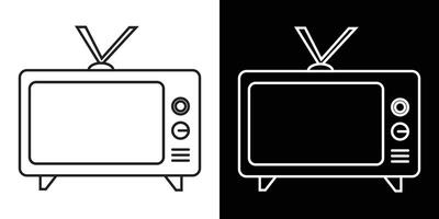 Minimalist retro television illustration displays vintage aesthetics with black and white styling. Captures a nostalgic atmosphere of classic broadcast technology vector