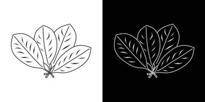 Minimalist Leaf Drawing on Contrasting Backgrounds in Black and White vector