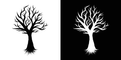 Abstract Dual-Tone Tree Graphic Representing Nature and Balance in Black and White vector