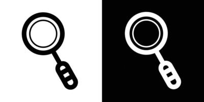 Magnifying glass icon in black and white. Simple search tool illustration for web, detective, zoom, or inspection-related designs. Ideal for UI elements, logo concepts, and data search symbols. vector
