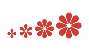 Four Red Flowers in Increasing Size vector