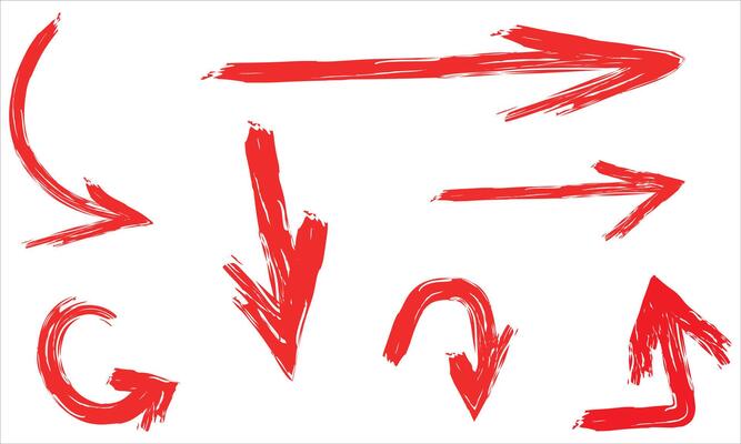 hand drawn red arrow set