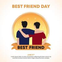 National Best Friend Day design with a best friend hugging vector