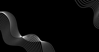 White Abstract wavy lines on top of frame and bottom of frame of black background element design vector