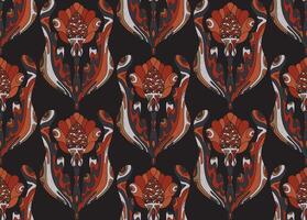a pattern with red and black flowers on it vector