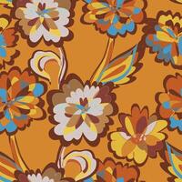 a colorful pattern, with flowers on an orange background vector