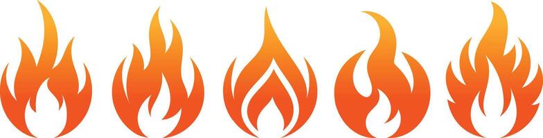 Four different fire icons against a plain background vector