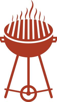 Simple illustration of a portable charcoal grill on a white background