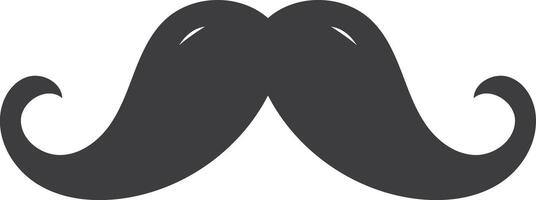 A simple, bold silhouette of a classic mustache on a plain white background vector