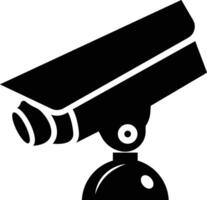 A clean, bold, and solid black silhouette of a security camera vector